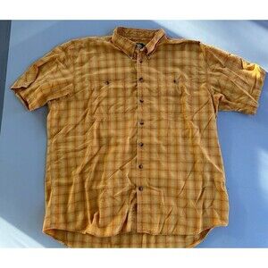 Cabela's Cotton Button Up Short Sleeve Men's Yellow Plaid Shirt - 2XL Tall